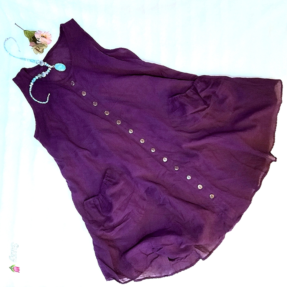 Purple Cotton Beach Dress Tunic
